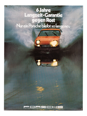 Porsche 6-Year Long-Term Warranty Poster by Strenger Advertising Agency, 1976