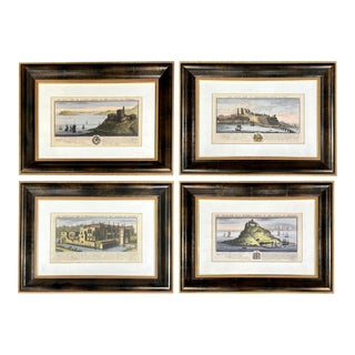 Set of 4 19th Century Hand Colored English Lithographs in Frames For Sale