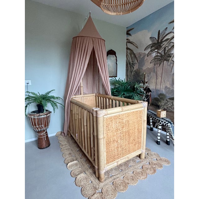 Brown Vintage Bamboo Crib, 1970s For Sale - Image 8 of 8