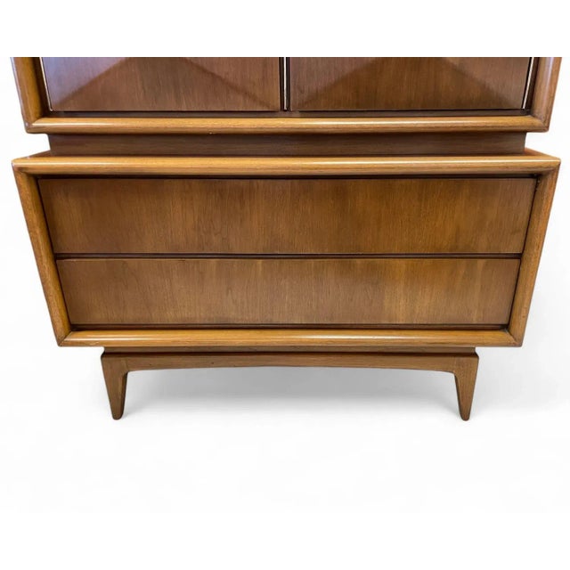 Brown 1960s Mid Century Modern United Diamond Front Tall Chest For Sale - Image 8 of 12