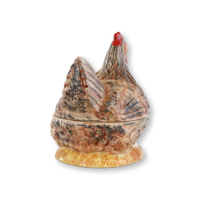 Mid 20th Century Midcentury French Majolica Hen Pâté Dishes For Sale - Image 5 of 9