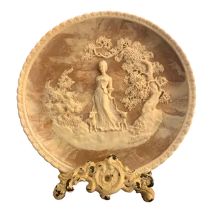 Vintage 1977 Gayle Bright Appleby Art Incolay Stone “ She Walks in Beauty “ Collector Sculpture Plate 10” Round, 3 D