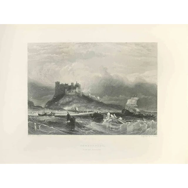 Bamborough is an original etching realized in 1845 by W.Finden. Signed in plate. The artwork is realized in a well-...