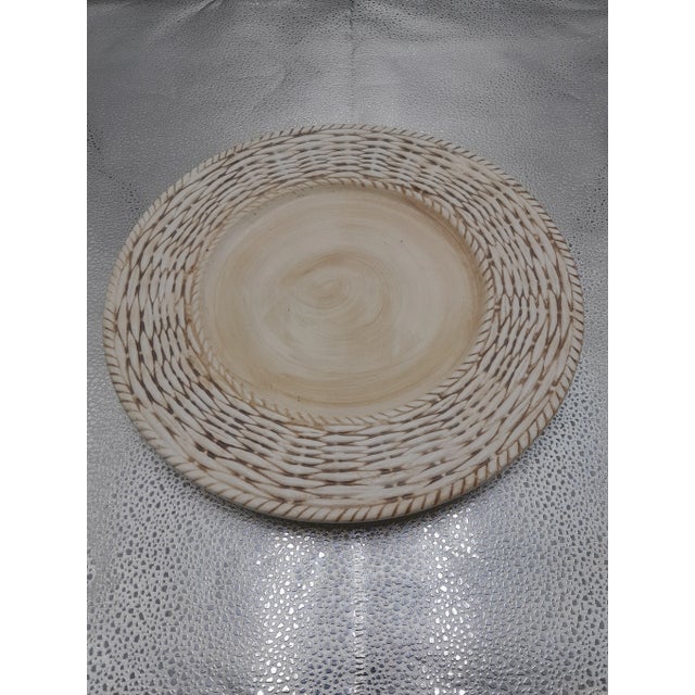 Farmhouse 1980s Fitz and Floyd Basketweave Charger Plates- Set of 8 For Sale - Image 3 of 10