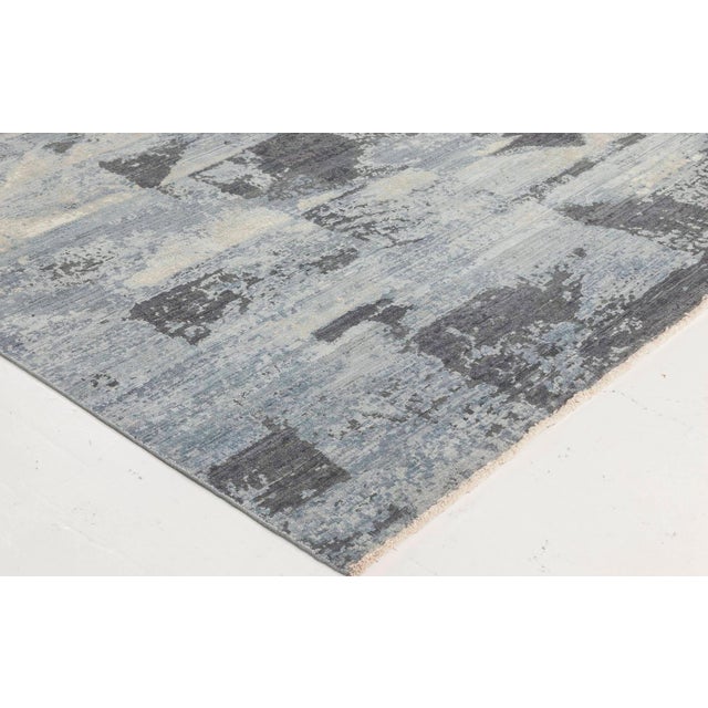 Contemporary Hand-Knotted Abstract Wool Rug in Cool Tones by Doris Leslie Blau For Sale In New York - Image 6 of 7