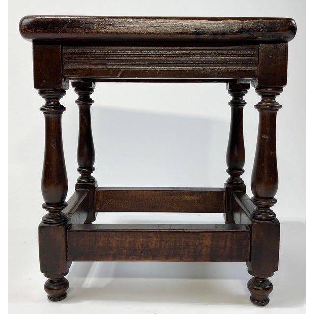 English Antique English Oak Pegged Joint Stool For Sale - Image 3 of 11