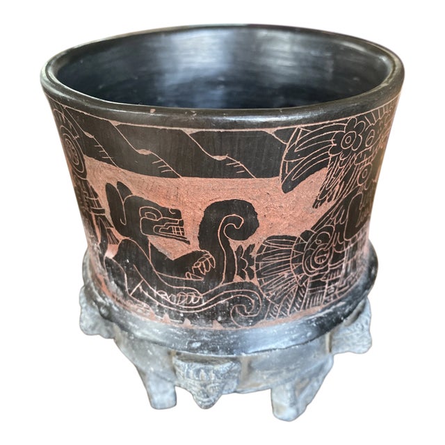 Vintage Aztec Pottery Planter For Sale