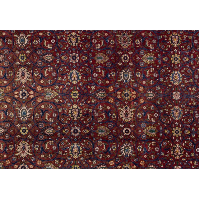 Vintage Persian Tabriz Handmade Red Floral Wool Rug For Sale - Image 4 of 5