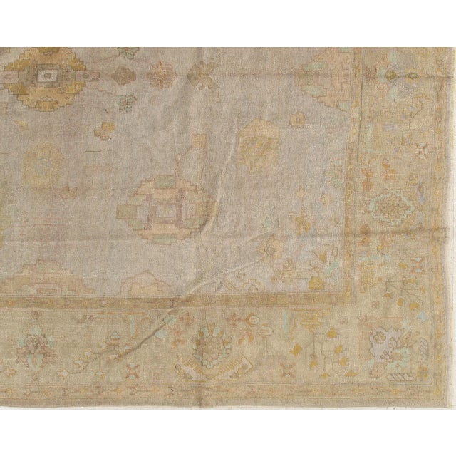 Antique Oushak Carpet, Handmade Turkish Oriental Rug, Beige, Taupe, Soft Yellow For Sale In New York - Image 6 of 12