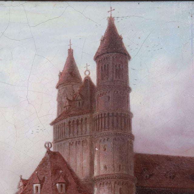 Worms Cathedral, Oil Painting on Board, 19th Century, Framed For Sale - Image 5 of 12