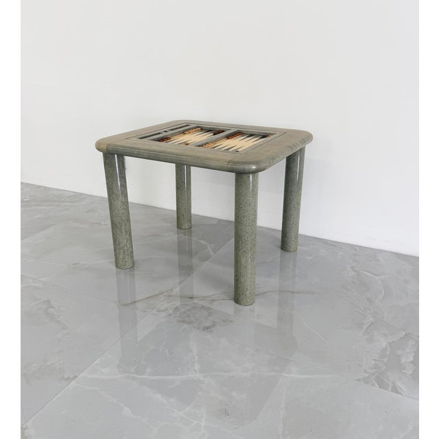 Animal Skin Goatskin and Suede Flip Top Game Table, Karl Springer, 1970's For Sale - Image 7 of 14