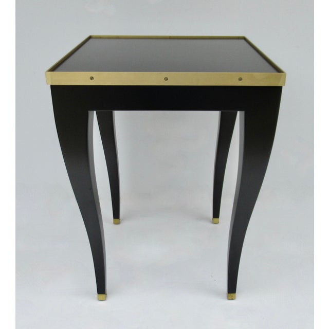 Donghia C.1980's "Essence," Square Occasional, Side, Satin Brass Gallery Satin Ebony Finish With Brushed Satin Brass Details For Sale - Image 10 of 18