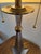 Mid 20th Century Modern Patinated Bronze Pyramid and Brass Sphere Lamp With Pleated Linen Shade For Sale In Baltimore - Image 6 of 10