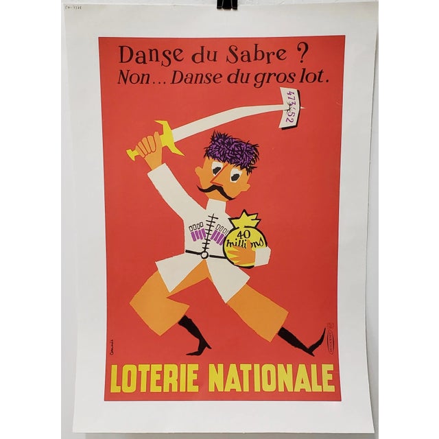 French National Lottery "Jackpot Dance" Lithograph Poster C.1957 For Sale In San Francisco - Image 6 of 6