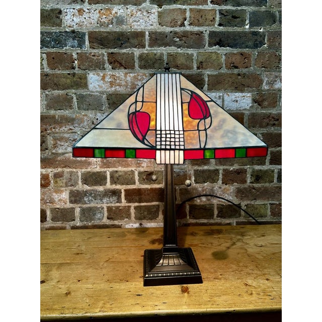 Stained Glass Lamp in the style of Tiffany, 1900s For Sale - Image 12 of 15