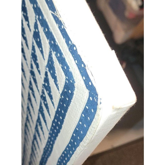 Late 19th Century 19thc Mounted Blue & White Flying Geese Mounted Crib Quilt For Sale - Image 5 of 7