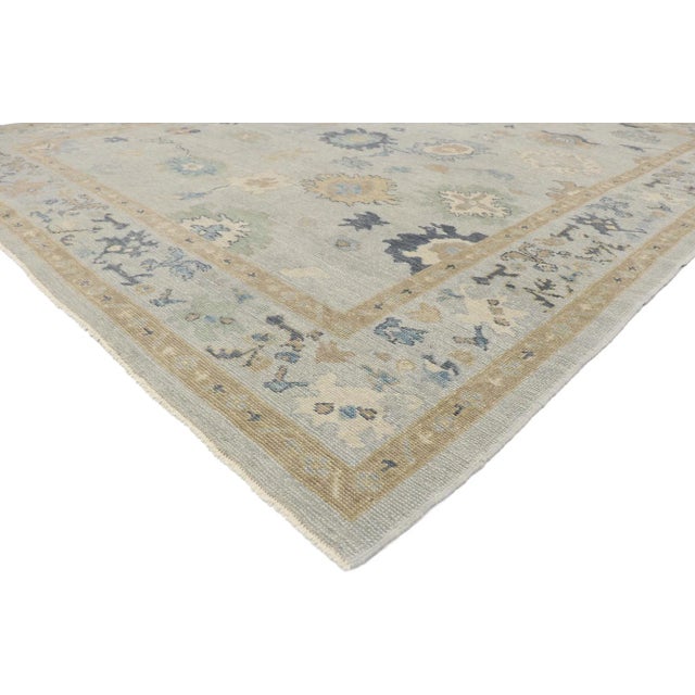 53545 Soft Blue-Gray Turkish Oushak Rug, 09'04 x 12'00. Sophisticated and soothing, this hand-knotted wool Turkish Oushak...