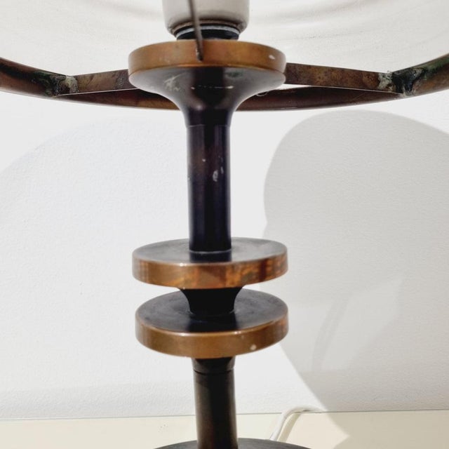 Vintage Swedish Grace Mushroom Table Lamp with Copper Base and Opal Glass Shade, 1960s For Sale - Image 6 of 9