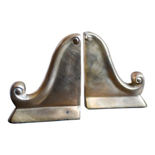 1960s Mid-Century Modern Brass Asian Inspired Wave Bookend by Andrea by Sadek For Sale