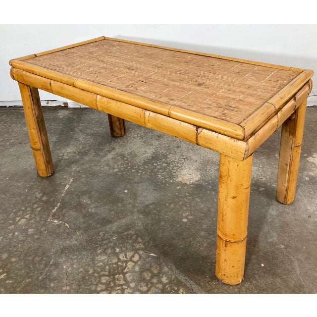 Mid 20th Century Vintage Chunky Split Reed Bamboo Table For Sale - Image 5 of 11