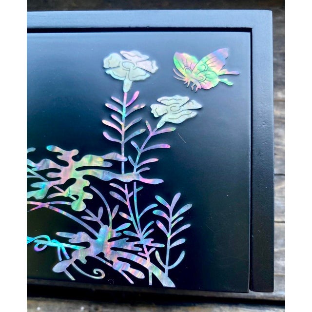 Korean Mother-of-Pearl Lacquerware Desk Set in Original Presentation Box, Circa 2000s For Sale - Image 9 of 18