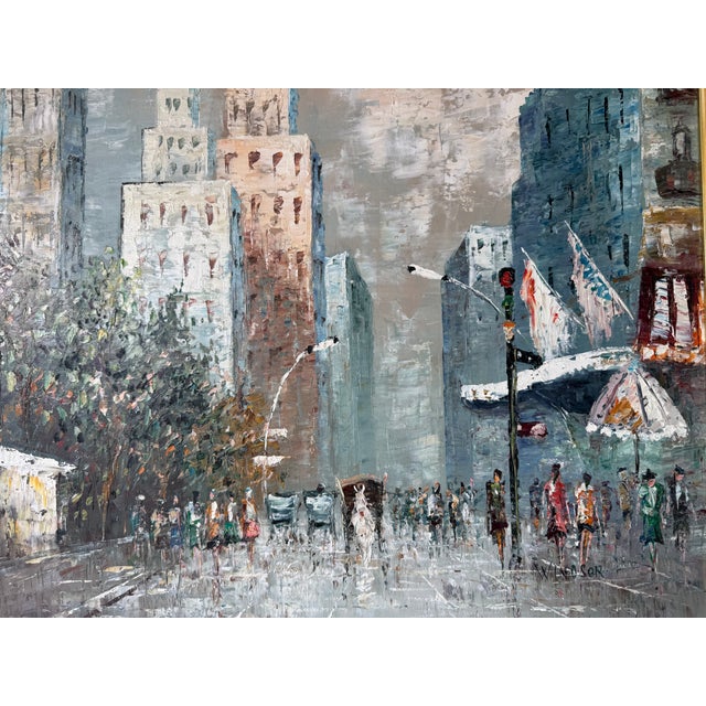 1980s Vintage Windsor Impressionist Cityscape Oil on Canvas Painting – Framed For Sale - Image 5 of 11