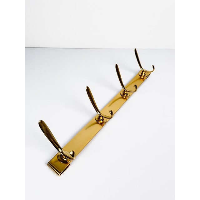 Mid-Century Gilt Metal Wall Coat Rack with 4 Hooks, 1960s For Sale - Image 17 of 18