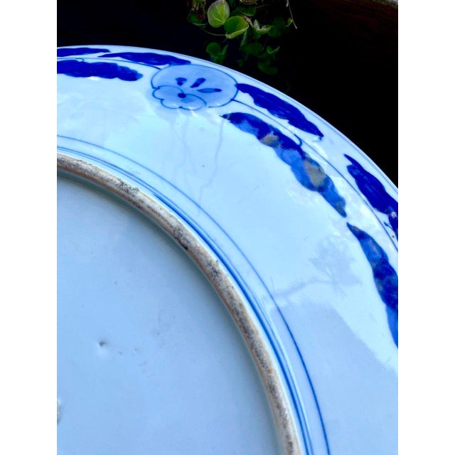 Mid 20th Century Monumental Japanese Blue & White Porcelain Charger With Hawk & Pine Landscape For Sale - Image 11 of 15
