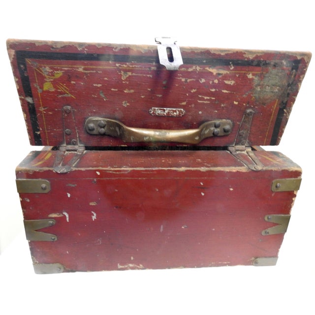 Primitive Hand-Painted Wooden Tool Box For Sale - Image 10 of 11