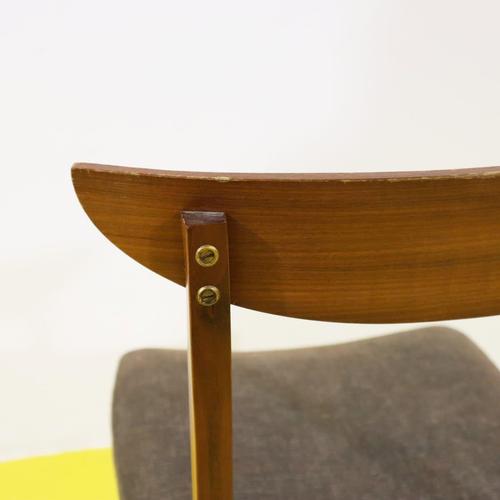 Wooden Chair with Brown Upholstered Seat For Sale - Image 9 of 11
