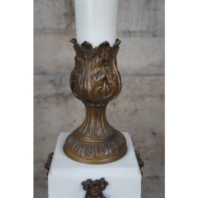 Antique French Neoclassical White Marble & Bronze Pedestal Sculpture Stand For Sale - Image 6 of 12