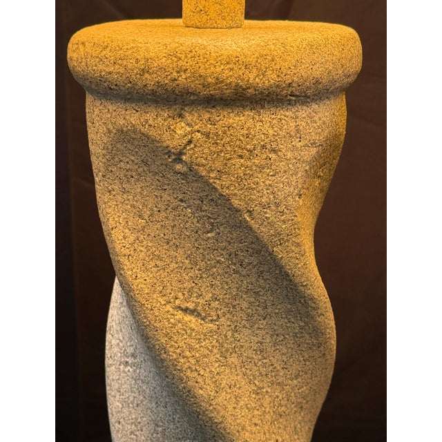 Gray Michael Taylor Style Plaster Spiral Floor Lamp and Table Lamp Set With Shades, 1980s - A Pair For Sale - Image 8 of 13