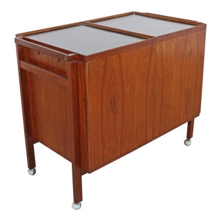 Mid-Century Danish Modern Niels Erik Glasdem Jensen Illum Bolighus Teak Bar Cart For Sale