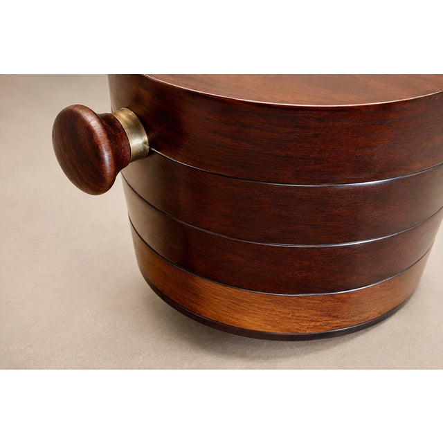 1960s Brazilian Modern Rosewood Ice Bucket with Sculptural Turned Handles For Sale - Image 17 of 18