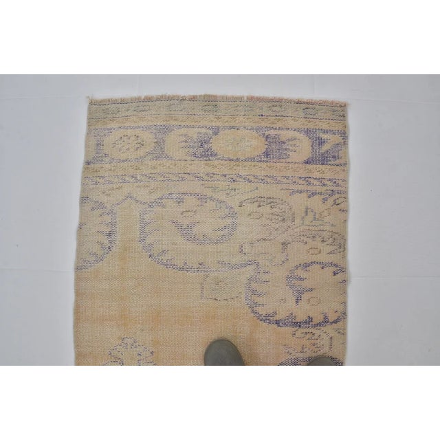 Textile Vintage Faded Floral Turkish Runner, Ochre and Soft Violet Rug For Sale - Image 7 of 10