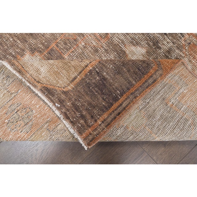 Textile 1960s Turkish Wool Hand-Knotted Runner Orange Rug For Sale - Image 7 of 8