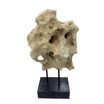 Tribal Indonesian Coral Stone On Teak Stand For Sale - Image 3 of 5