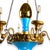 Turquoise and Gold Chandelier from Lucca, 19th century, crafted from an original central turquoise glass bowl adorned with...