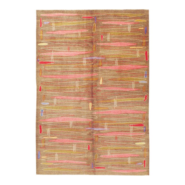 Mid-Century Modern Handmade Turkish Room Size Rug in the Style of Atomic Art For Sale