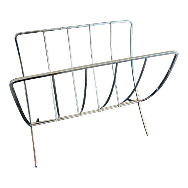 Mid 20th Century Chrome Folding Media Rack For Sale