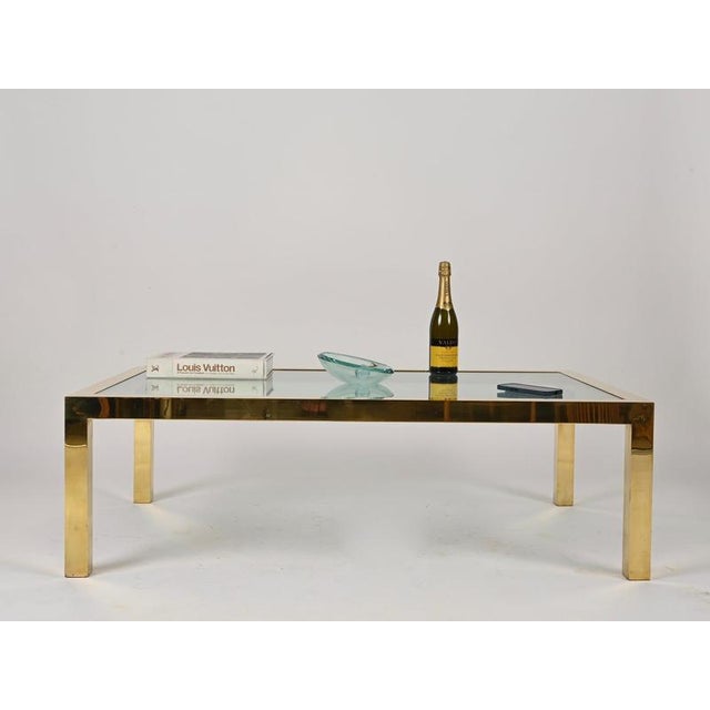 Gold Italian Gilt Brass and Crystal Rectangular Coffee Table, Italy, 1970s For Sale - Image 8 of 13