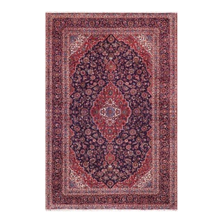 Shabby Chic Persian Tabriz Blue/Red Wool Rug - 9'6'' X 13'7'' For Sale