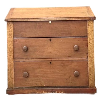 Vintage Tiger Maple Butlers Desk For Sale