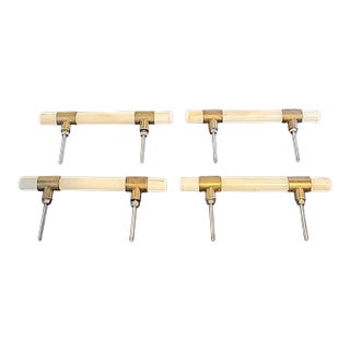White Quartz & Brass Knobs Drawer Pulls For Sale