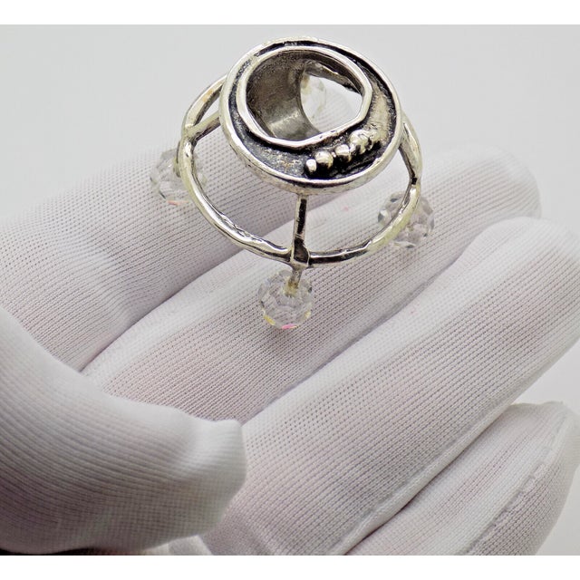 Silver Vintage Italian Handmade Genuine Silver & Crystal Glass Baby Walker Rare Dollhouse Miniature For Sale - Image 8 of 9