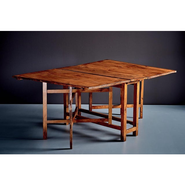 Wood Swedish Table in Pine with Folding Leaves, 1920s For Sale - Image 7 of 14