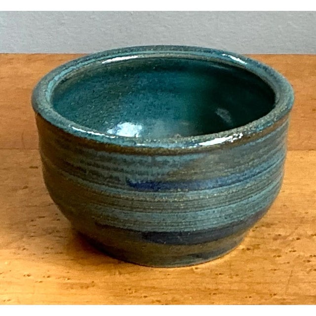 Late 20th Century Vintage Blue Glazed Pottery Bowl For Sale - Image 5 of 12