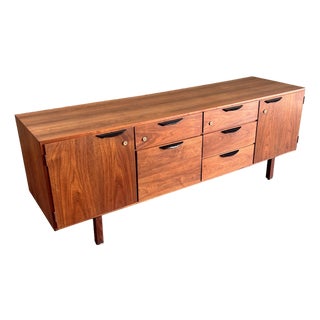 1960s Jens Risom (Attributed) 72” Walnut Credenza, Refurbished W/ Restored Top For Sale