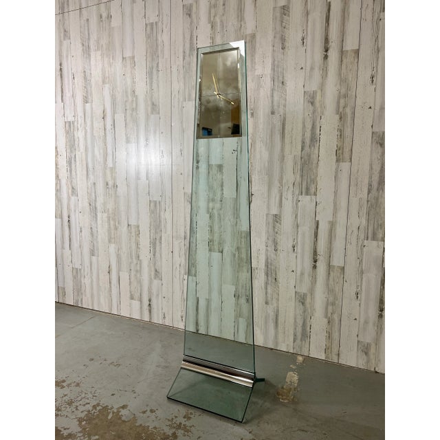 Modern Glass and Chrome Long Case Clock Attributed to Pace Furniture For Sale - Image 3 of 12