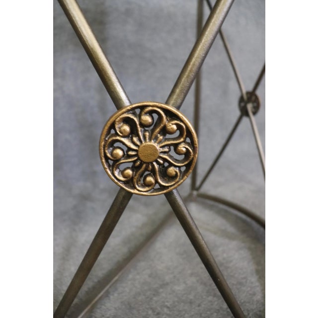 Mid-Century Modern Greek Key John Vesey Style Marble Top Steel Demilune Console Table For Sale - Image 3 of 12